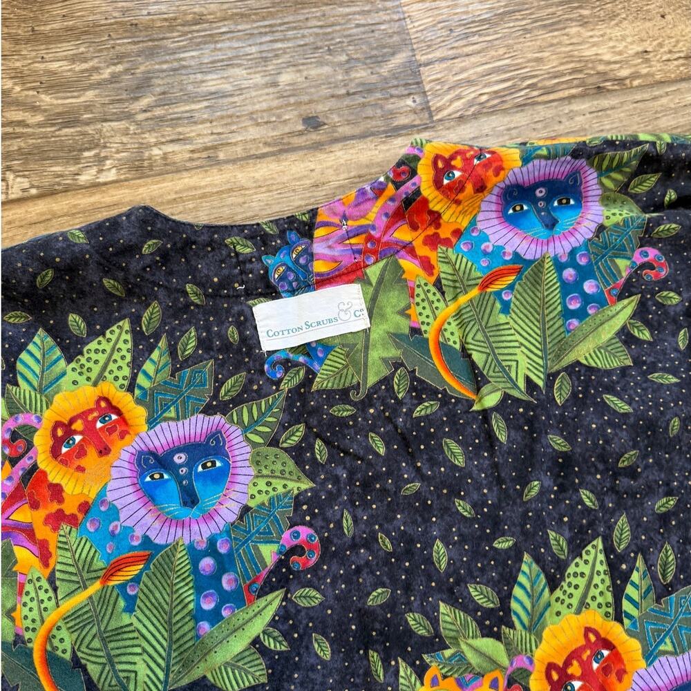 Vintage 90s Laurel Burch Jungle Song Cotton Scrub Jacket - Picture 5 of 8